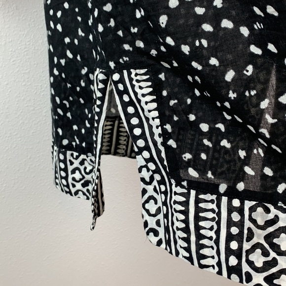 La Blanca tunic top mini dress tie at neck cotton swim cover boho batik EUC - Picture 4 of 6